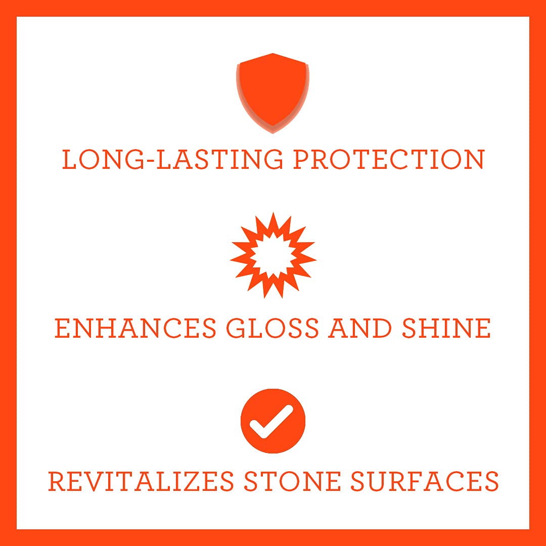 Granite Sealer &amp; Protector – Best Stone Polish, Protectant &amp; Care Product – Easy Maintenance for Clean Countertop Surface, Marble, Tile – No Streaks, Stains, Haze, or Spots - 18 fl oz