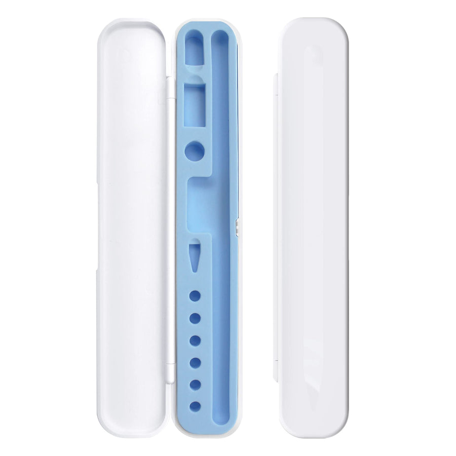 Portable Electronic Device Cover, Compatible with Apple Pencil 1st and 2nd Generation and Accessories-White with Blue Inner Liner, Case