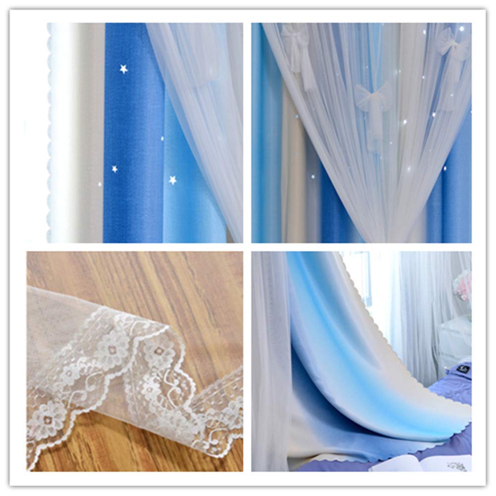 YANCORP Room Darkening LightBlocking Blue Beige Curtain
