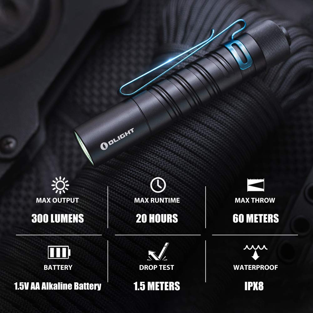 OLIGHT I5T EOS 300 Lumens Slim EDC Flashlight Dual-Outp