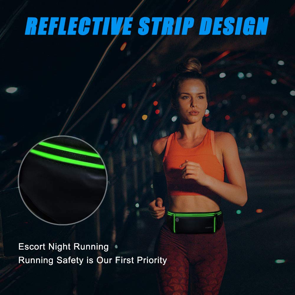 VUWISH Running Belt Fanny Pack, Adjustable Running Waist Pack Bag with Foldable Water Bottle Holder, Unisex Sport Pouch Belt for Fitness Jogging Hiking Travel,Cell Phone Holder Fits All Phones iPhone