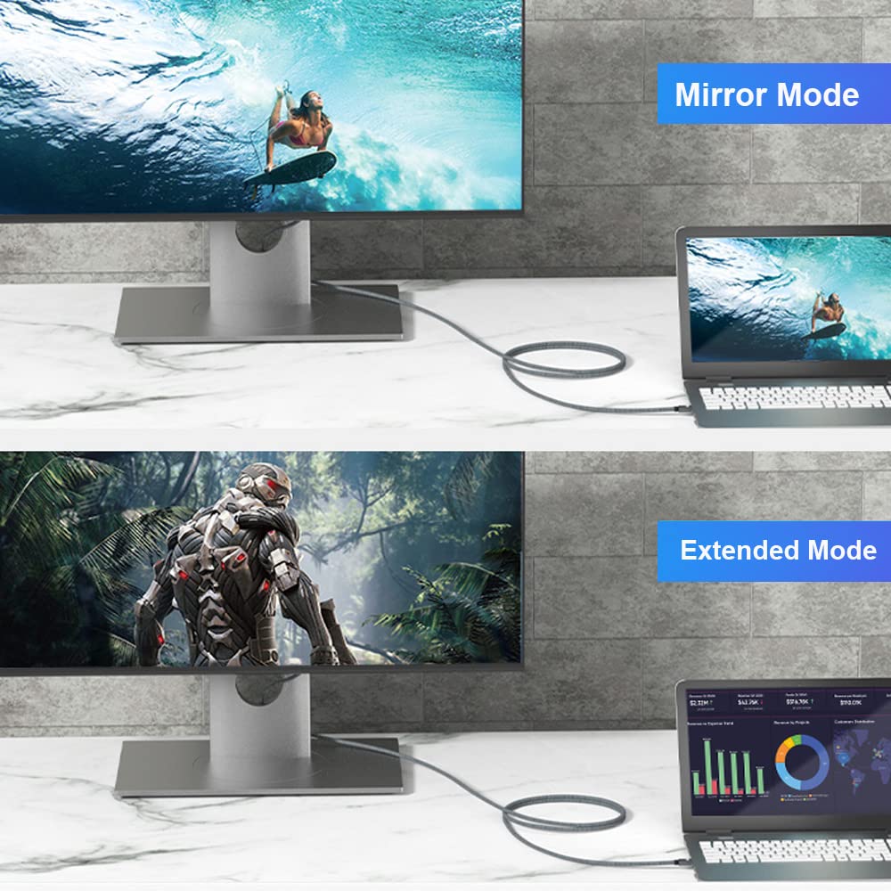 USB C to DisplayPort 1.4 Cable 10Ft, Type C to DP Cable 8K@60Hz 4K@144Hz 2K@240Hz Compatible with Thunderbolt 3/4 USB4, MacBook Pro M1 M2, Mac Studio, Mac Mini, iPad Pro, XPS