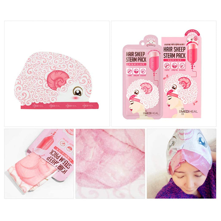 Hair Sheep Steam Pack 5 Sheets - Intense Repair Mask for Damaged, Rough Hair, All Types with Steaming for At-Home Spa Experience