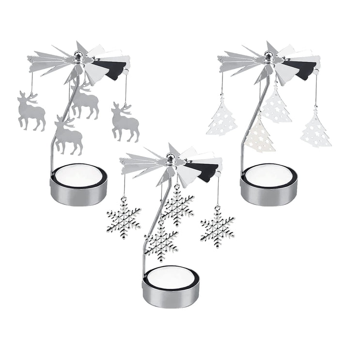 OLANZH Spinning Tea Light Holder,3Pcs Metal Rotating Ca