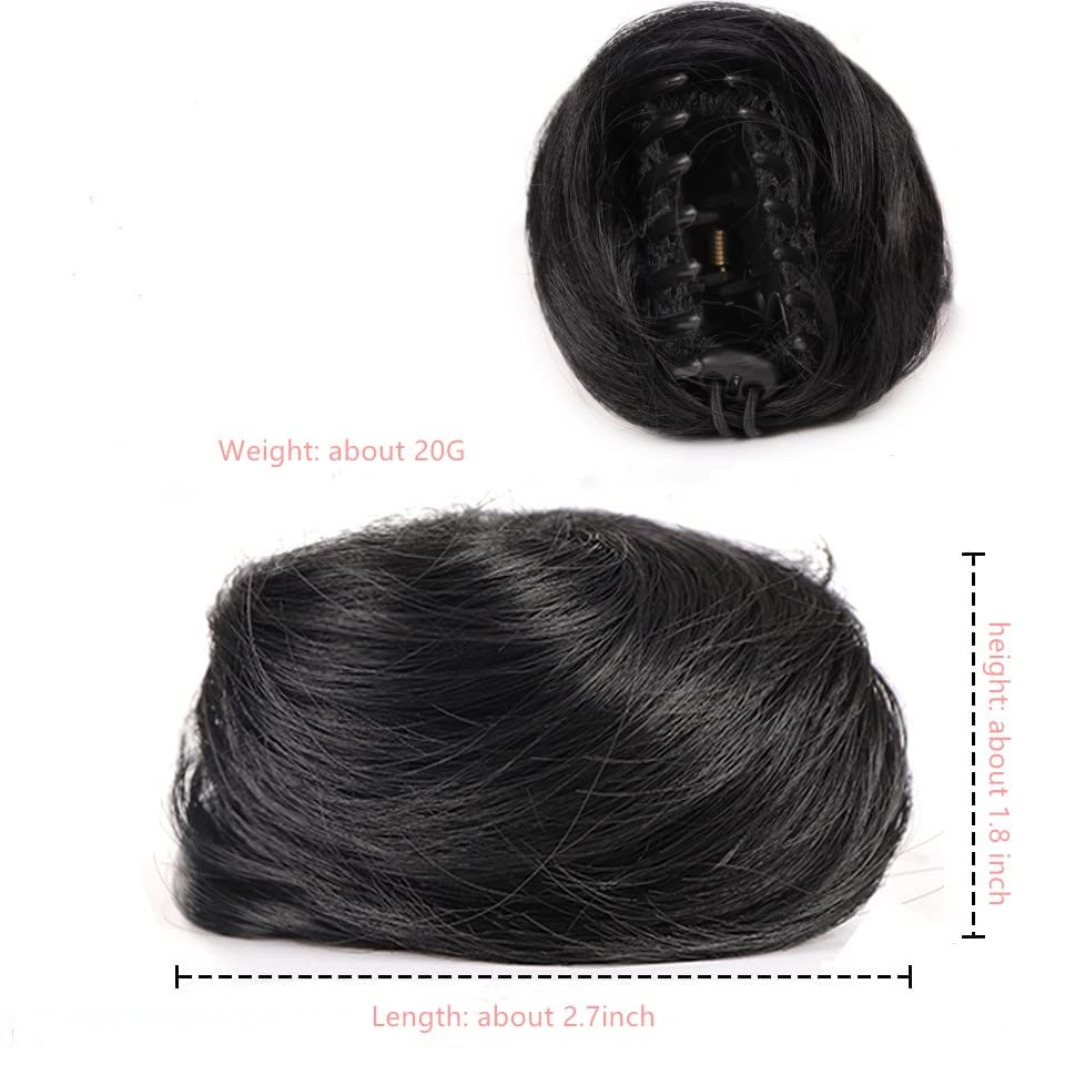 2PCS Cat Ears Hair Donut Chignon Claw Clip in Messy Hair Bun Mini Claw Clip in Updo Bun Extensions Wig Accessory Ponytail Hairpieces for Women and Girls