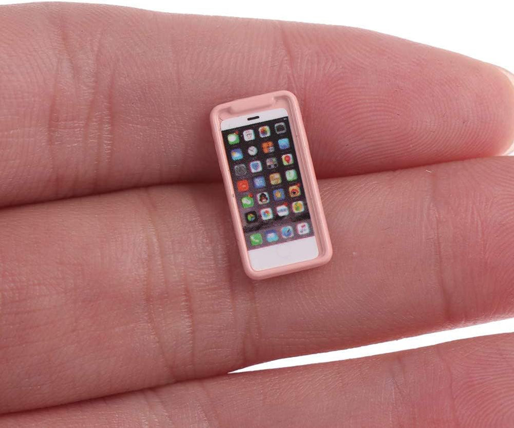 7Pcs Dollhouse Mini Mobiles Phones Scene Miniatures Cell Phones Metal Simulation Cellular Phone Doll Phones Telephones Model Play Scene DIY 1/12 1/6 Scale Dolls House Decor Kid Pretend Toys