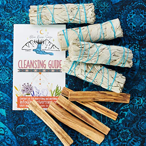 4 White Sage Smudge Sticks + 5 Palo Santo Sticks from Peru ~ for Smudging, Smoke Cleanse, Home or Office, Spiritual Use, Meditation