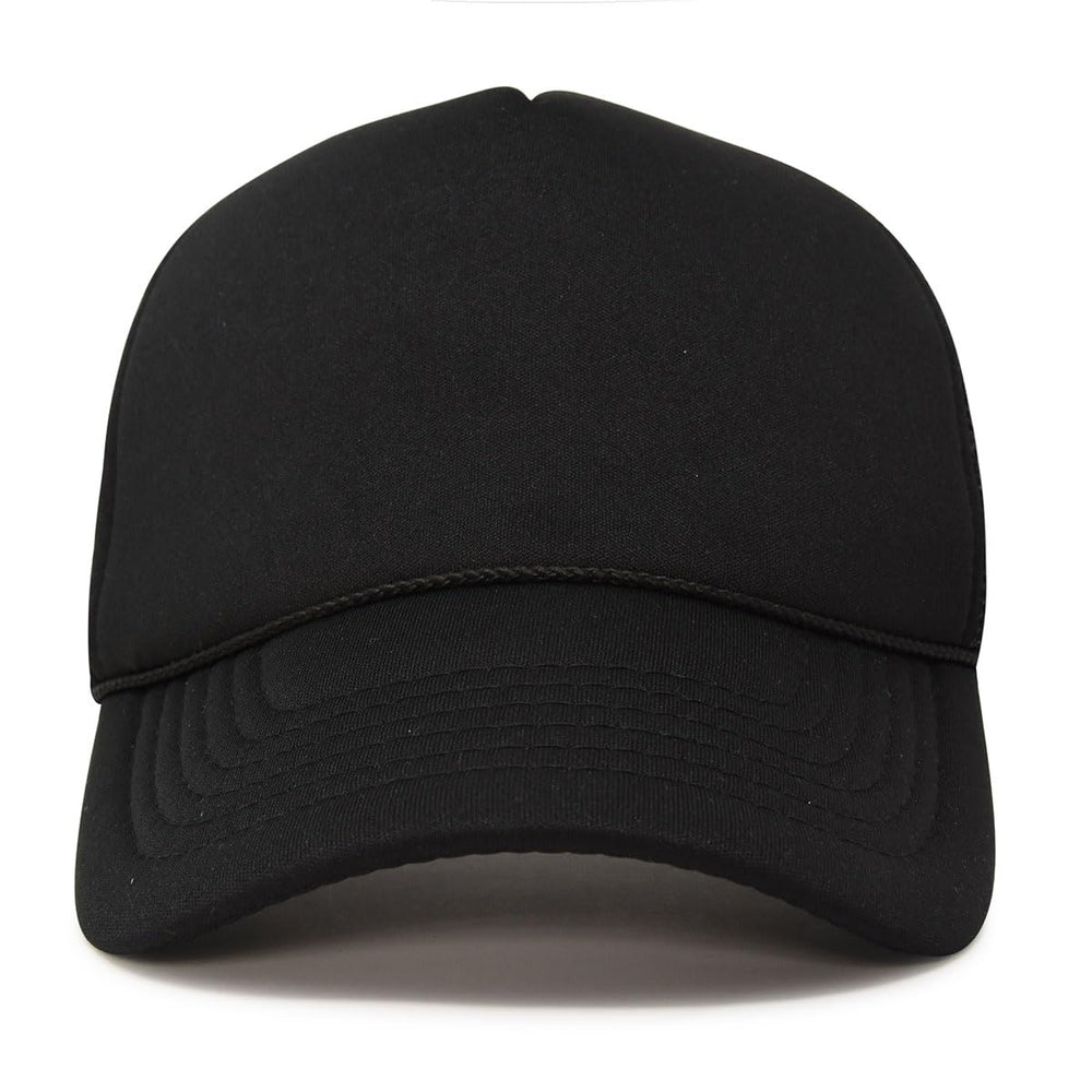 Plain Trucker Hat Mesh Cap in Black