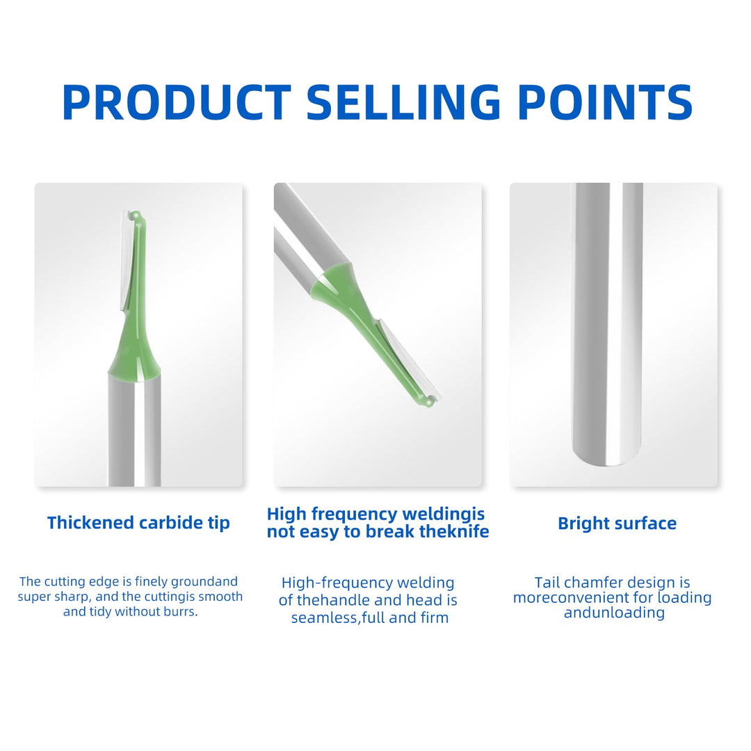 Router Bit 4mm Cutting Dia 6mm Shank Dia Single Flute Straight Bit Carbide for Woodworking Milling Cutter Tool, Green, Silver, 4Pcs