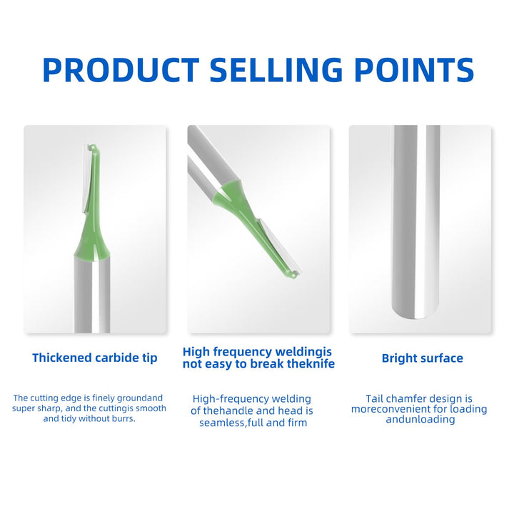 Router Bit 4mm Cutting Dia 6mm Shank Dia Single Flute Straight Bit Carbide for Woodworking Milling Cutter Tool, Green, Silver, 4Pcs