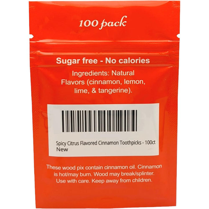 Spicy Citrus Flavored Cinnamon Toothpicks - 100ct