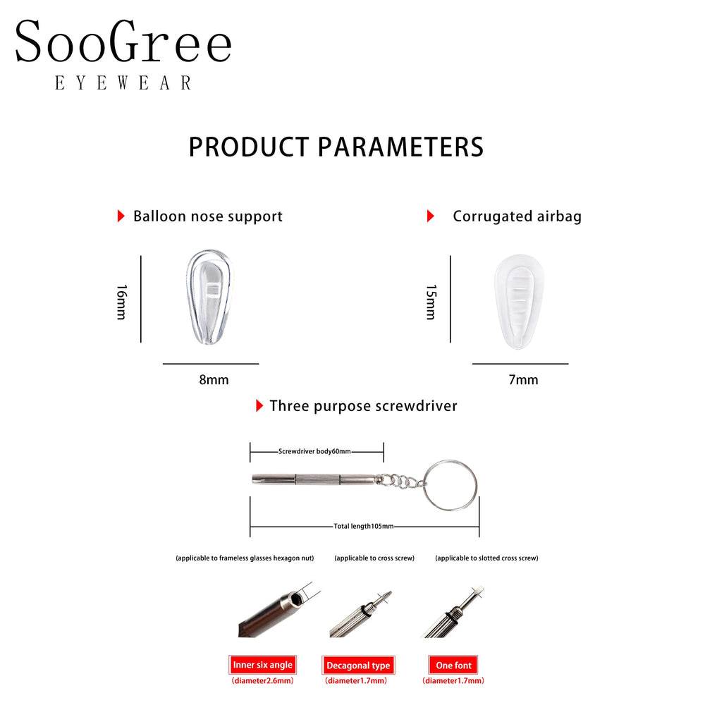SooGree Soft Silicone Eyeglass Nose Pads Set 1, 20 Pair