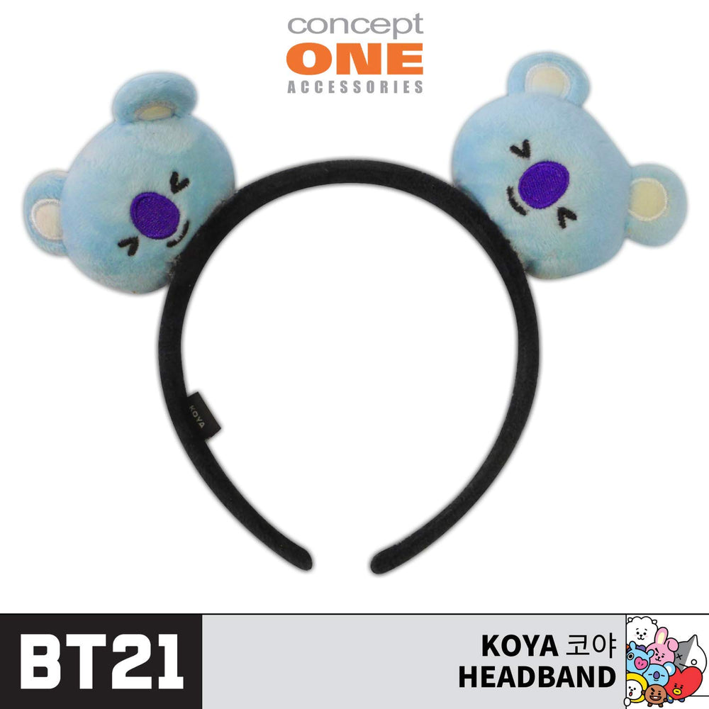 BT21 LINE FRIENDS 3D Plush Embroidered Womens Headband, Black/Blue, One Size
