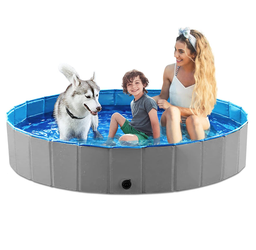 Foldable Dog Pet Bath Pool Collapsible Dog Pet Pool Bathing Tub Kiddie Pool Doggie Wading Pool for Puppy Small Medium Large Dogs Cats and Kids 71 Grey