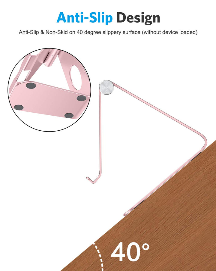 Tablet Stand Holder Adjustable, T1 Desktop Aluminum Tablet Dock Cradle Compatible with iPad Air/Mini, iPad 10.2/9.7, iPad Pro 11/12.9, Samsung Tab and More, Rose Gold