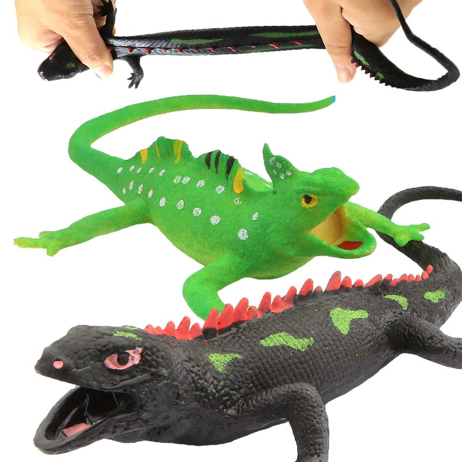 Lizards Toys,Super Stretches Material TPR,9-inch Rubber Lizard Figure Realistic Set(2 Packs) for Party Favors Boys Kids Learning Study-Bathtub Toy Iguana