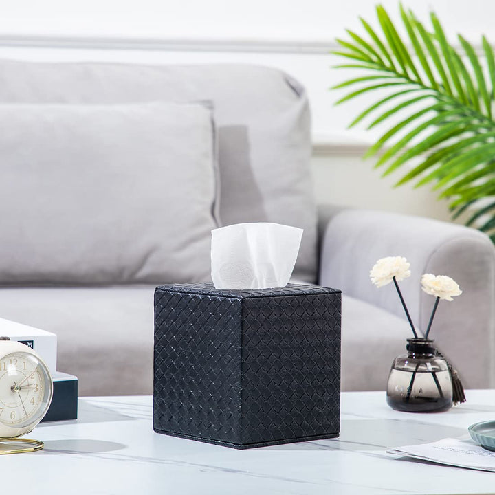 Black Tissue Box Cover,Square Tissue Box Cover,Black Tissue Box Holders,Tissue Holder for Bathroom Accessories,Bathroom Tissue Holders