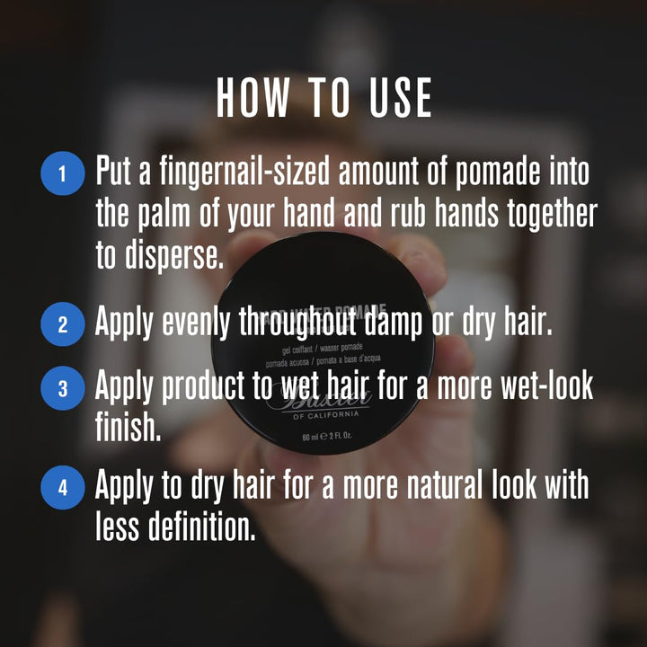 Hard Water Pomade for Men | Shine Finish | Firm Hold | Hair Pomade | 2 fl. oz.