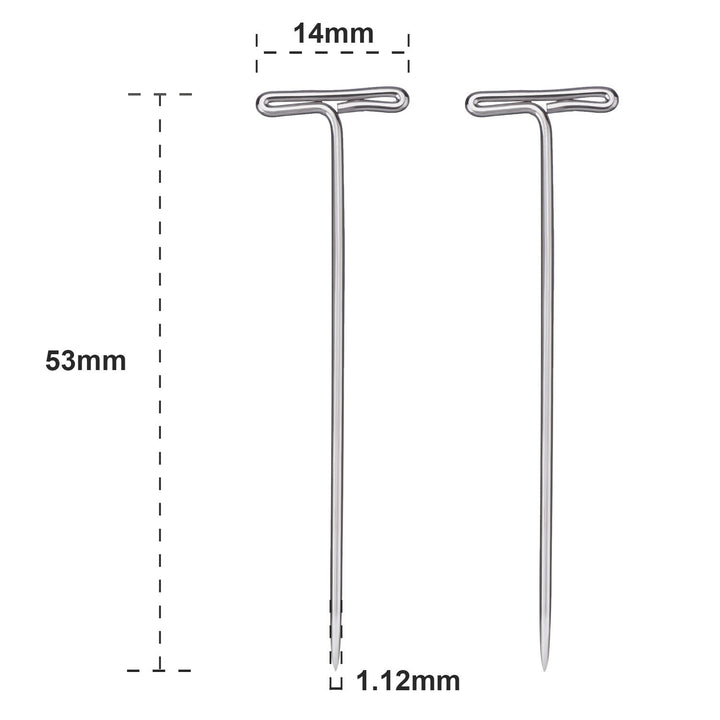 Mudder 100 Pack Wig T-Pins 2 Inch with Plastic Box, Sil