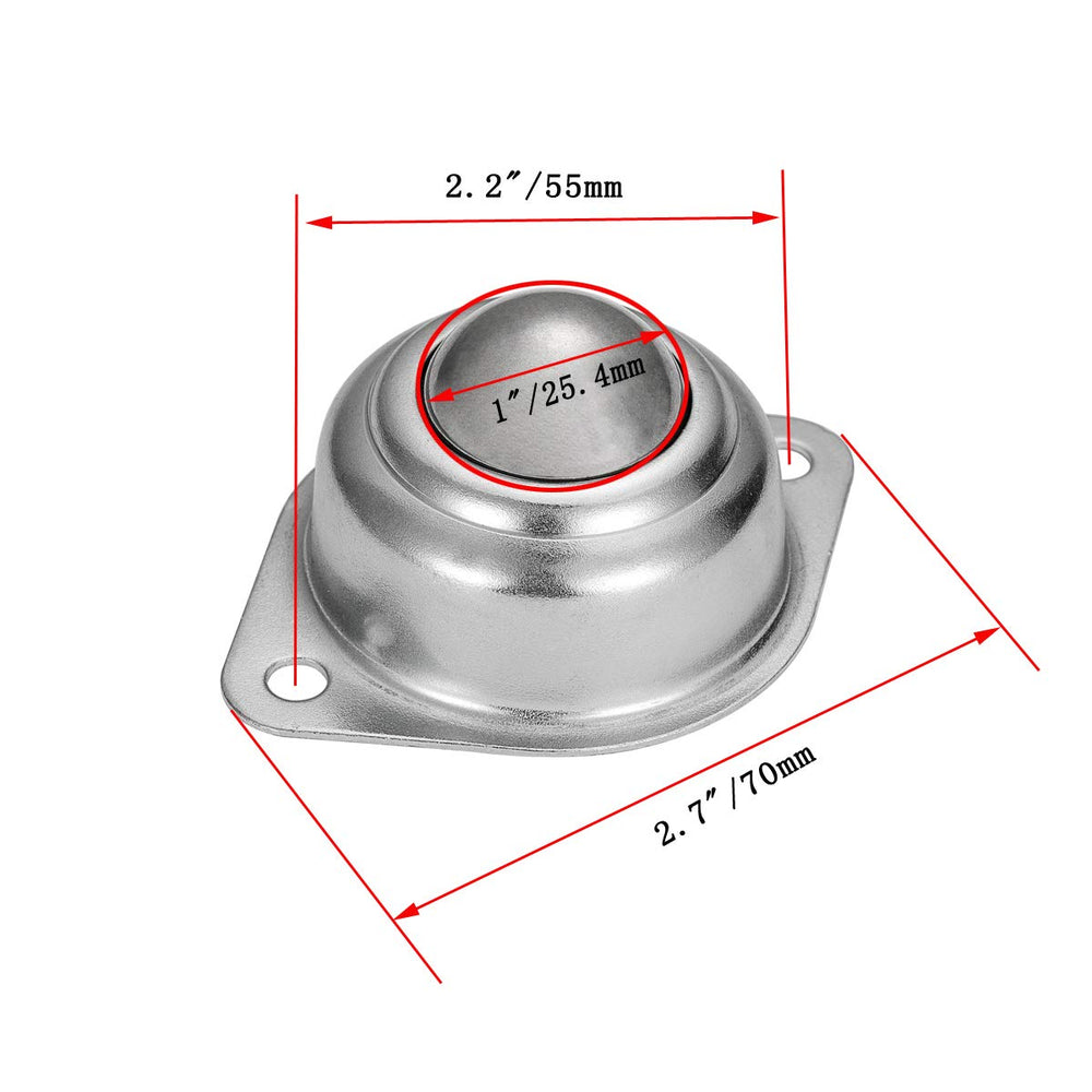 6 Pcs - 1 Roller Ball Transfer Bearing,Flange Mounted Carbon Steel Round Ball Transfer Unit Universal Rotation Ball Casters for Conveyor,Roller Stand,Transmission, Load 400 lbs