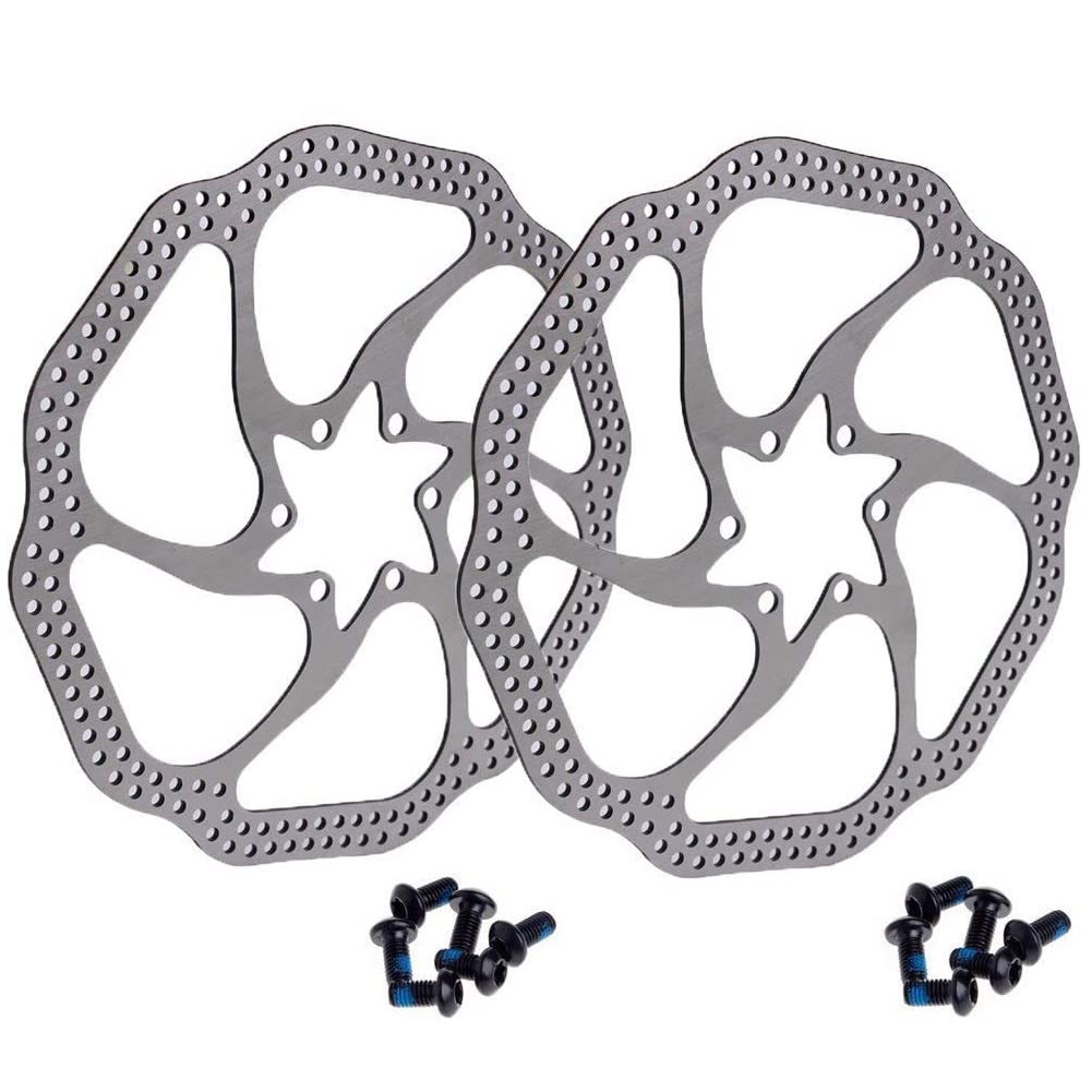 160mm Disc Brake Rotor with 6 Bolts Stainless Steel Bicycle Rotors Fit for Road Bike, Mountain Bike, MTB, BMX (Stainless Steel, 2pcs)