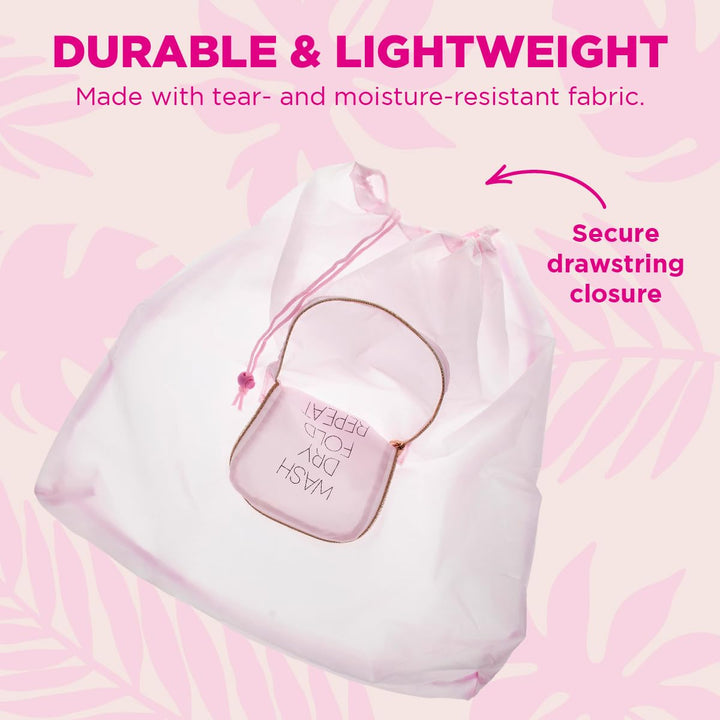 Miamica Soft Travel Laundry Bag with Zipper and Drawstr