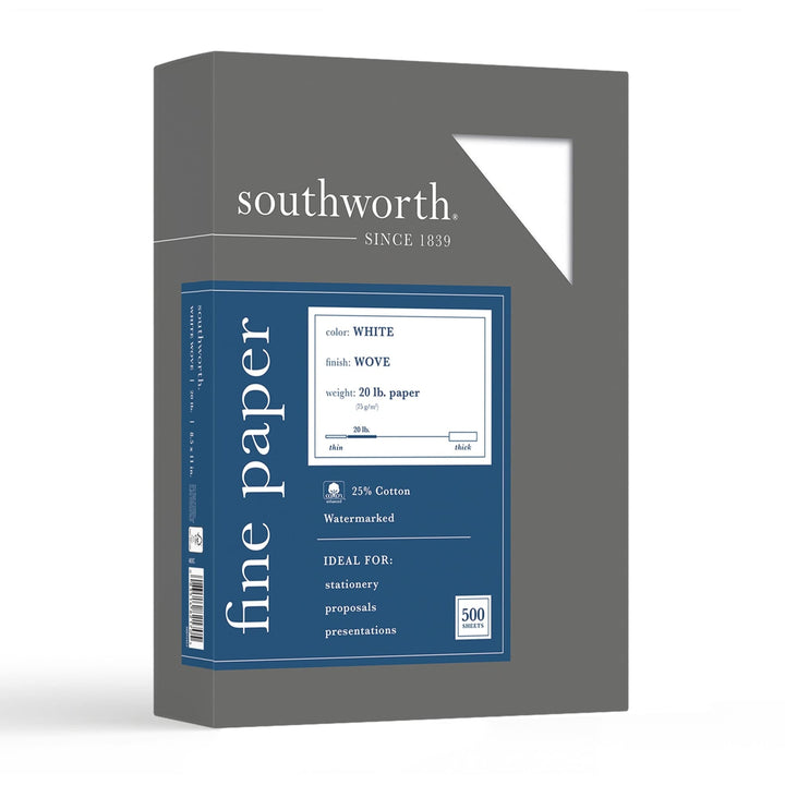 (R) 25% Cotton Business Paper, 8 1/2in. x 11in., 20 Lb, White, Box Of 500, 403C