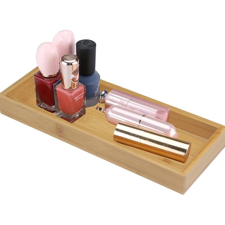Natural Bamboo Wooden Bathroom Organizer Vanity Tray Cosmetic Makeup Holder Tray for Toilet Tank Kitchen Office Decoration Wooden Tray