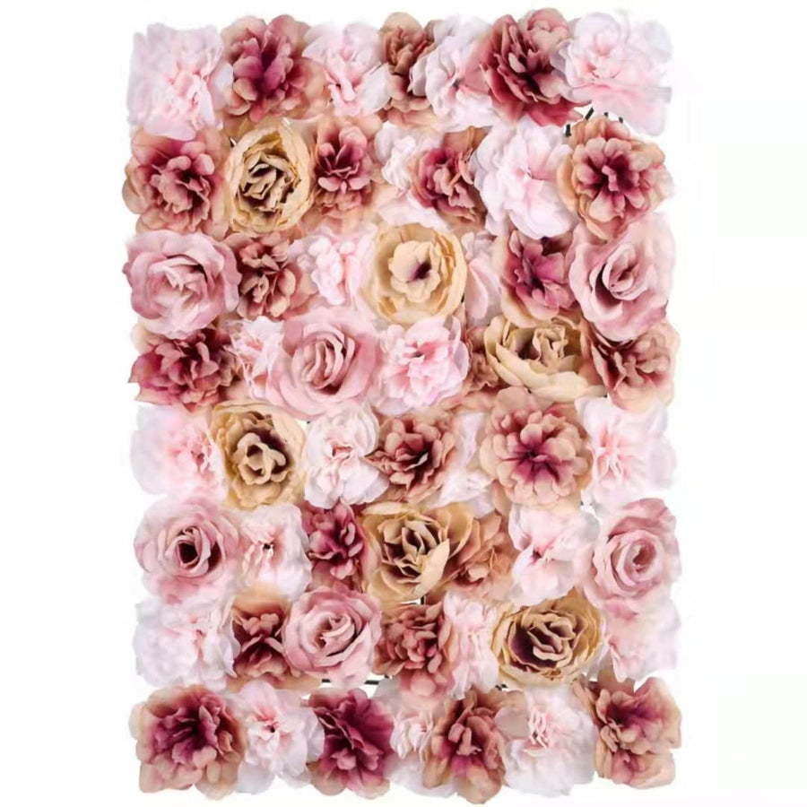 Artificial Flower Wall, Wall Flower Silk Rose,Flower Wall Panel, 24X16inches, Used for Wedding,Garden Wall, Party, Church Wall, Stage Background Decoration, (Autumn Purple)
