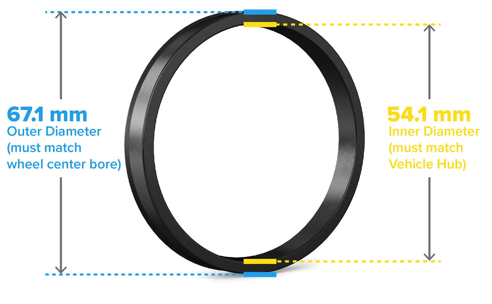 Hubcentric Rings (Pack of 4) - 54.1mm ID to 67.1mm OD - Black Poly Carbon Plastic Hubrings - Only Compatible with Scion Mazda Toyota with 54.1mm Vehicle Hubs and 67.1mm Wheel Centerbore