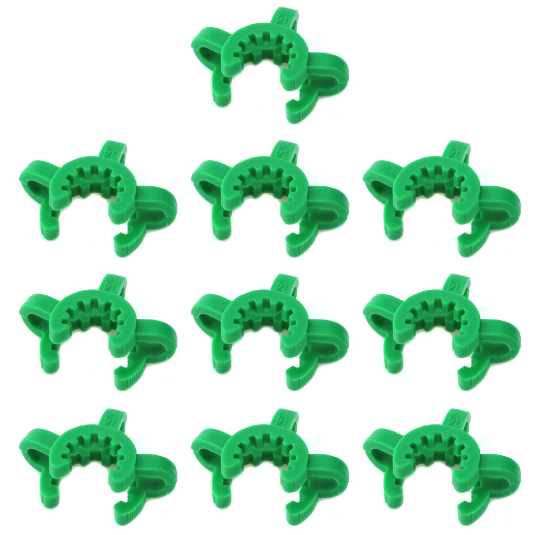 10pcs Green Downstem Clips 14mm for Glass Standard Conical Interface Clip Ground Glass Joint Accessory