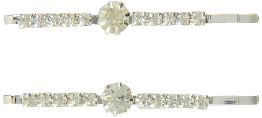 Stud Crystal Center On Crystal Jeweled Rhinestone Bobby Pins Pair