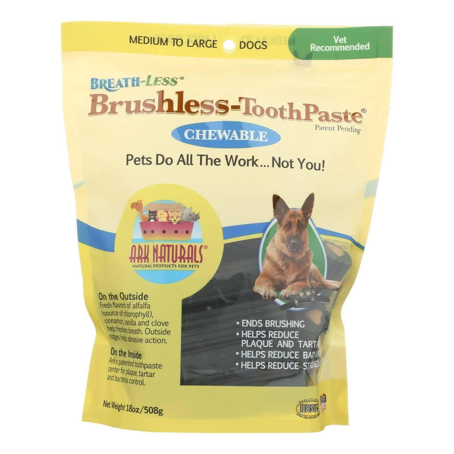 Ark Naturals Breath-Less Chewable Brushless-Toothpaste for Medium to Large Dogs 18 oz