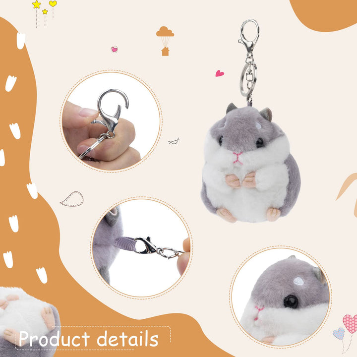 RAYNAG Set of 2 Cute Hamster Plush Keychains Stuffed An