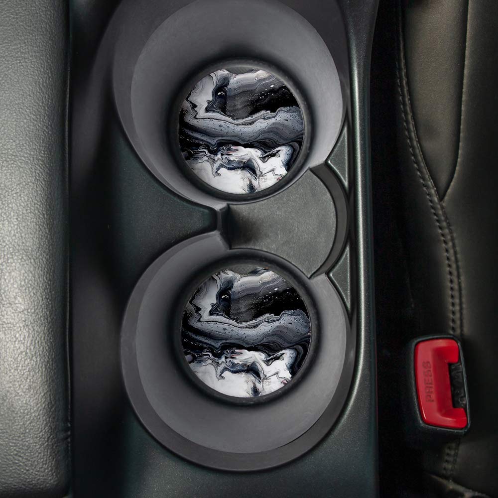 Black Marble | Car Coasters for Drinks Set of 2 | Perfe