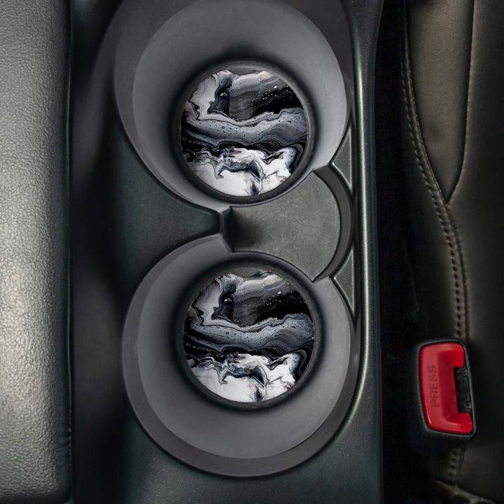 Black Marble | Car Coasters for Drinks Set of 2 | Perfe
