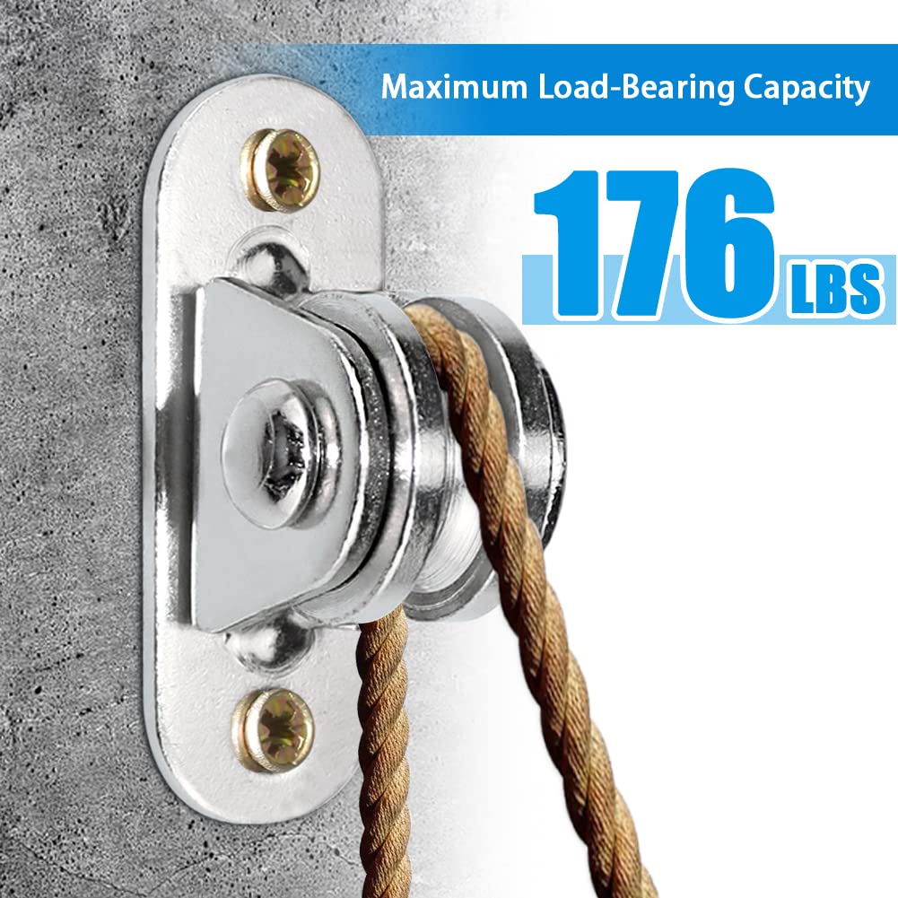 Small Pulley Block Silent Pulley Wheel Heavy Duty Fixed Pullies Loading 176 lb for Cord Material Handling Moving and DIY Project Wall Ceiling Mount Pulleys (8 Pack)