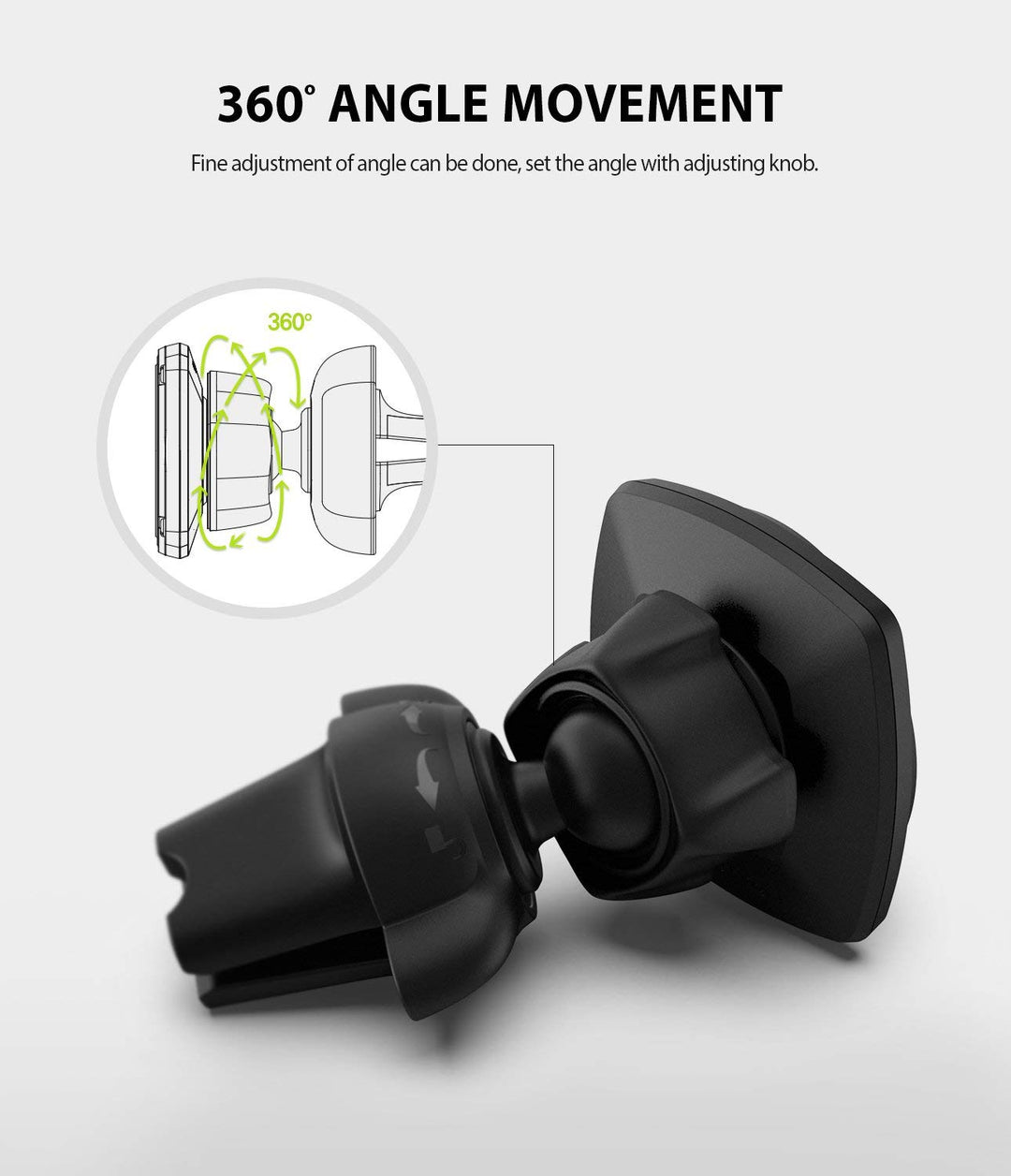 Power Clip Air Vent Car Phone Holder Mount Double Knob Space Saving Technology Premium Magnet Universal Dashboard Stand 2 in 1 Package