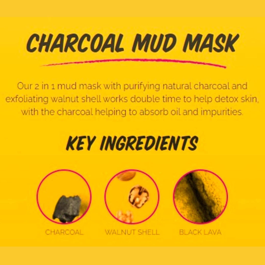 Charcoal Mud Hard Drying Facial Mask, Detox Away Oils &amp; Impurities, 3-Pack of 0.50 Oz Masks, white