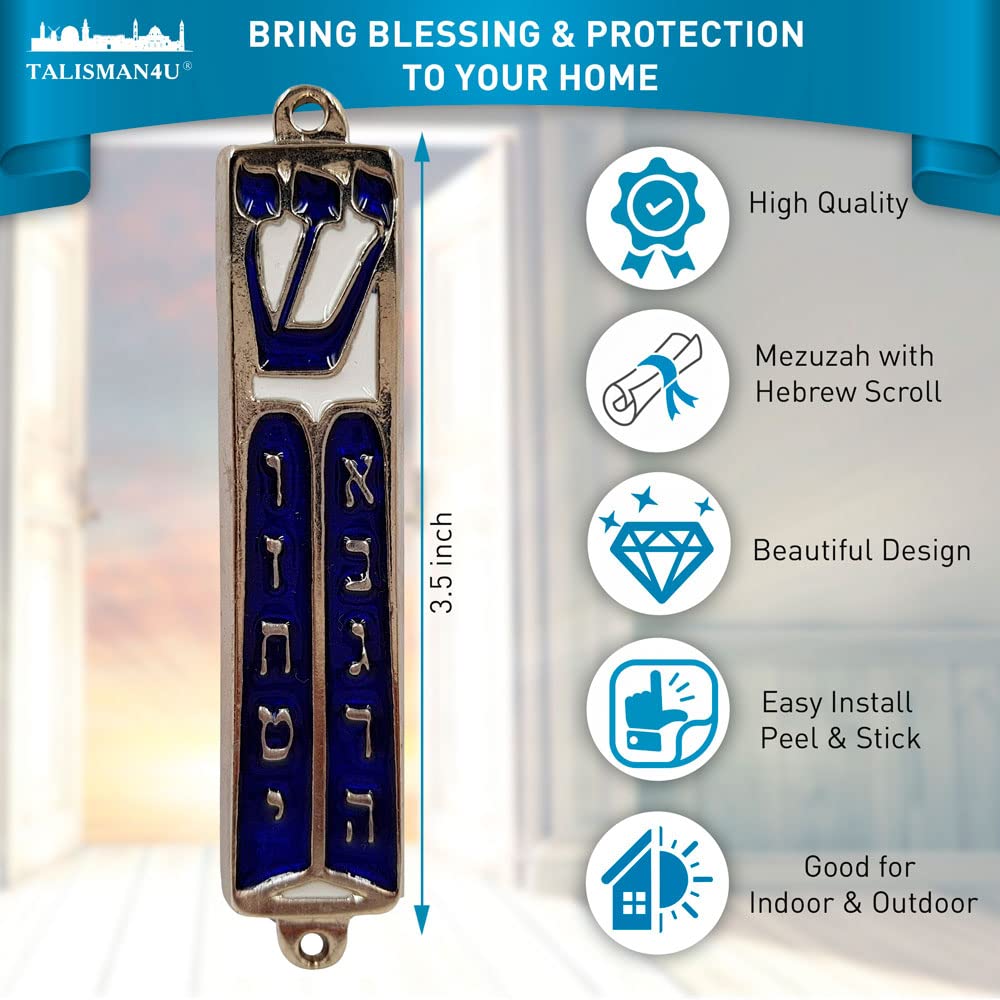 TALISMAN4U Ten Commandments Mezuzah with Scroll Silver 