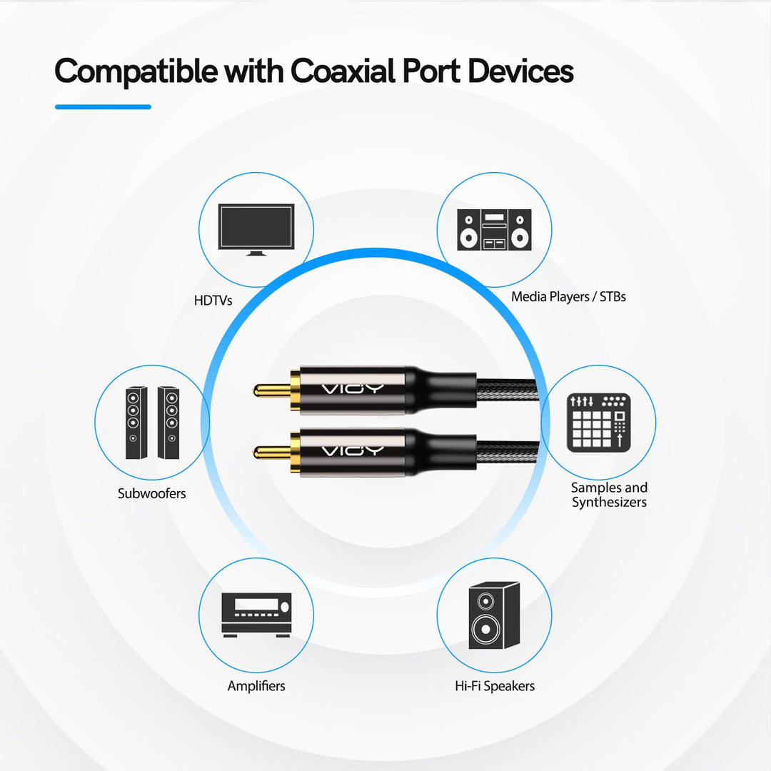 VIOY Coaxial Digital Audio Cable 3 FT, [Gold-Plated &am