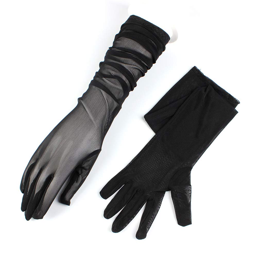 Luwint Long Tulle Mesh Gloves, Women Elbow Length Sexy 