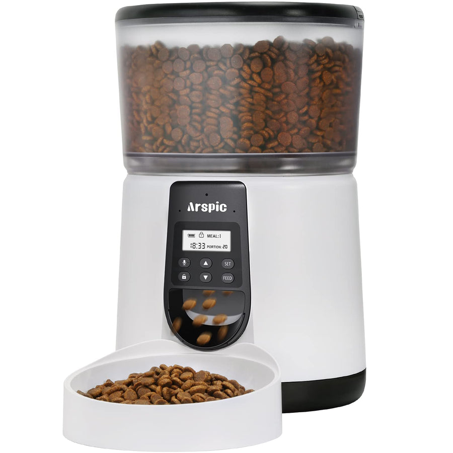 Automatic Cat Feeder, 4L Auto Cat Food Dispenser with Programmable Timer Feeder and Portion Control Automatic Pet Food Feeder for Small & Medium Cats Dogs with Desiccant Bag & Voice Recorder