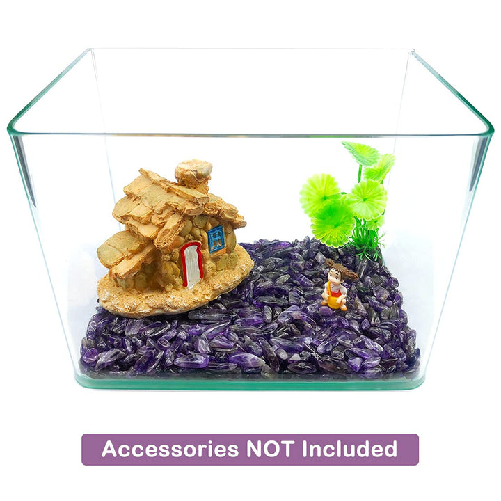 1 Lb (460 g) Decorative Crystal Pebbles Irregular Shaped Amethyst Stones Small Tumbled Chip Gravel Crushed Gemstone Pieces Natural Purple Quartz Materials for Handicrafts/Home Decoration