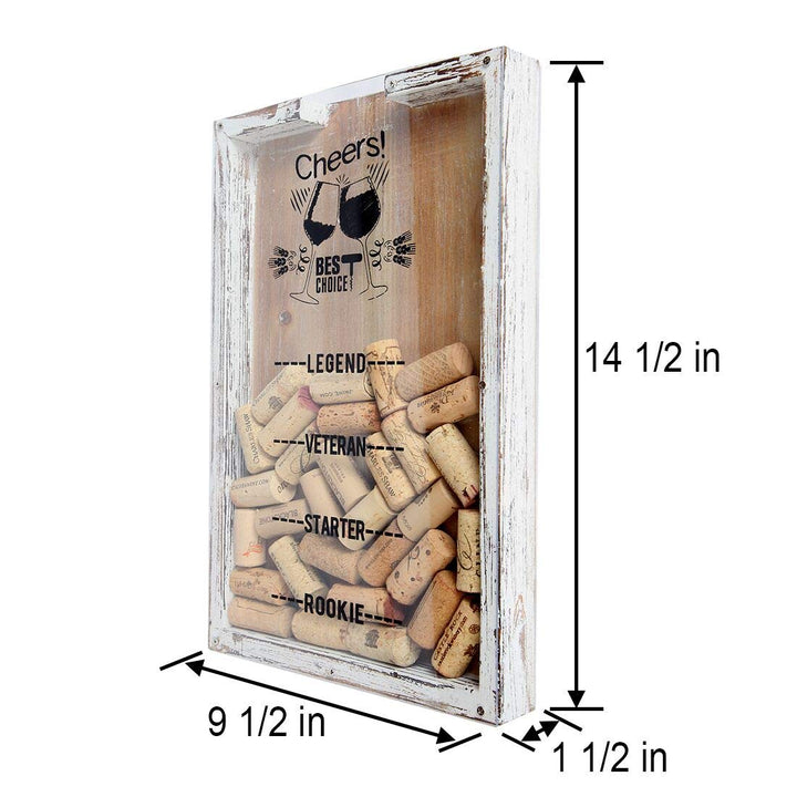 Lily&#39;s Home Wine Funny Wine Cork Holder, Shadow Box Makes The Ideal Gift for The Happy and Hydrated Wine Lover, Wood and Glass