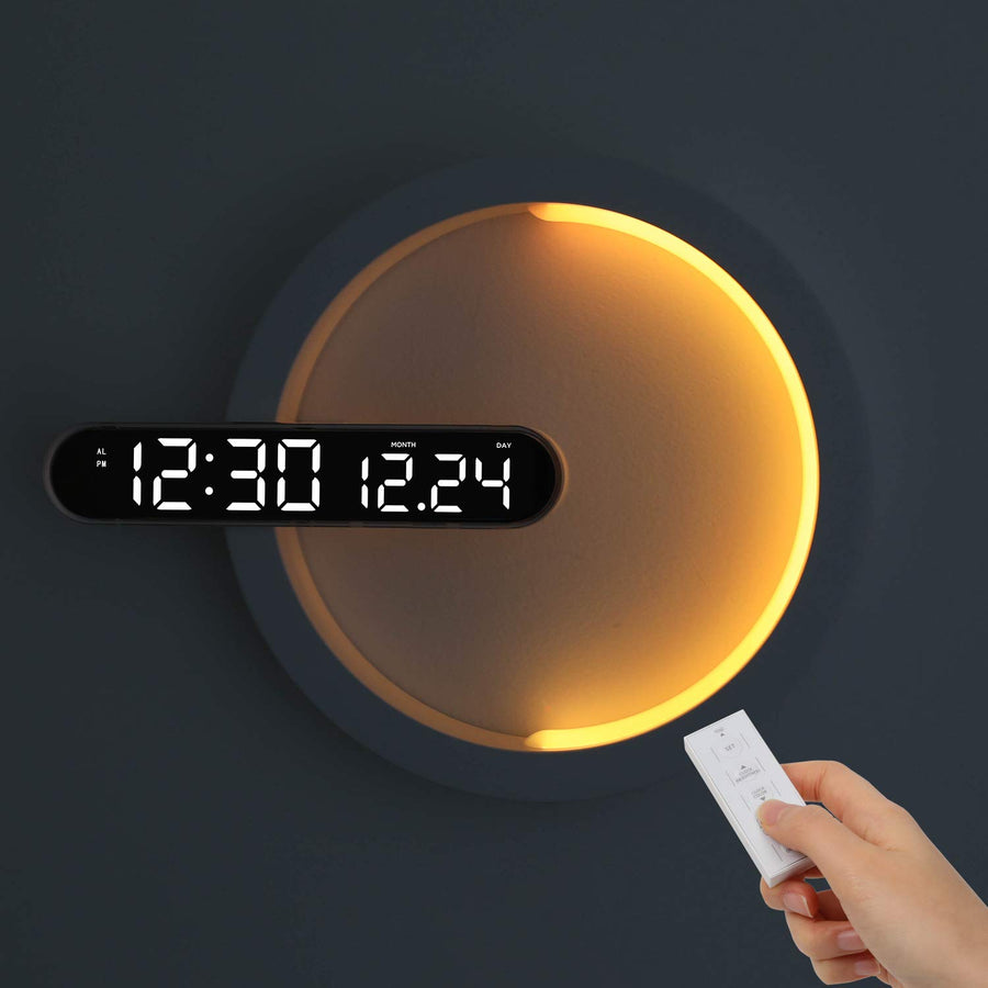 Moonlight Nightlight Dual LED Clock, Digital Alarm Clock, 12/24H Mode, Alarm & Snooze, Date Display, 2 LED Colors, 7 Color nightlight, Adjustable LED Brightness, LED Clock with Remote Control