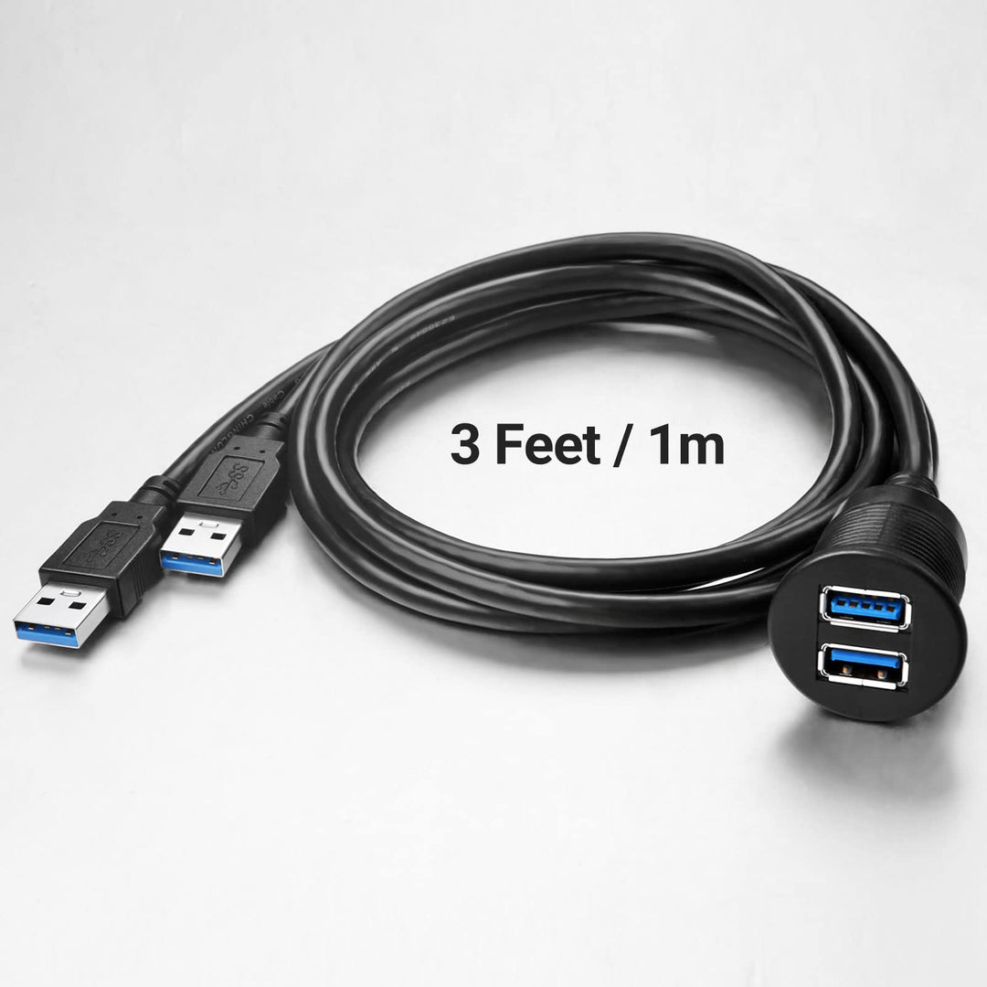ICESPRING 2 Ports USB 3.0 Extension Cable, Flush Mount 