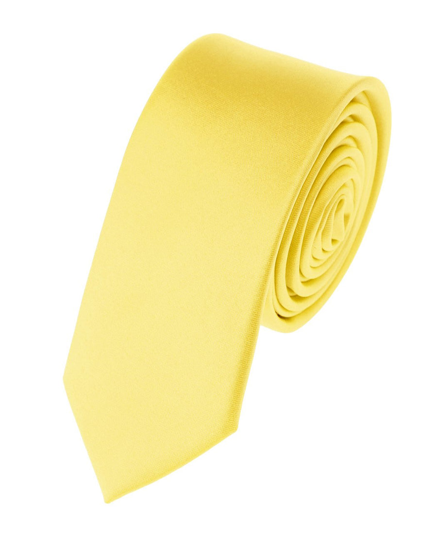 Men's Solid Color 2 Skinny Tie, Light Yellow