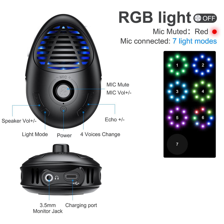 Conference USB Microphone with Speaker for PC Computer &amp; Laptop, 360° Omnidirectional Condenser Mic, Speakerphone for Windows/Mac OS X System Video Calls, Zoom, Online Class, Black