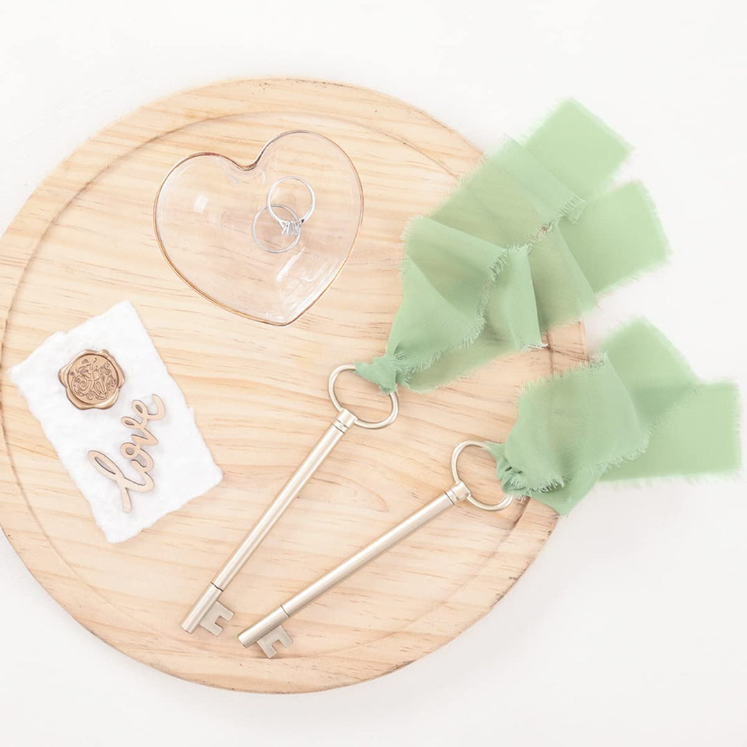 Socomi Sage Green Handmade Fringe Chiffon Silk Ribbon 1
